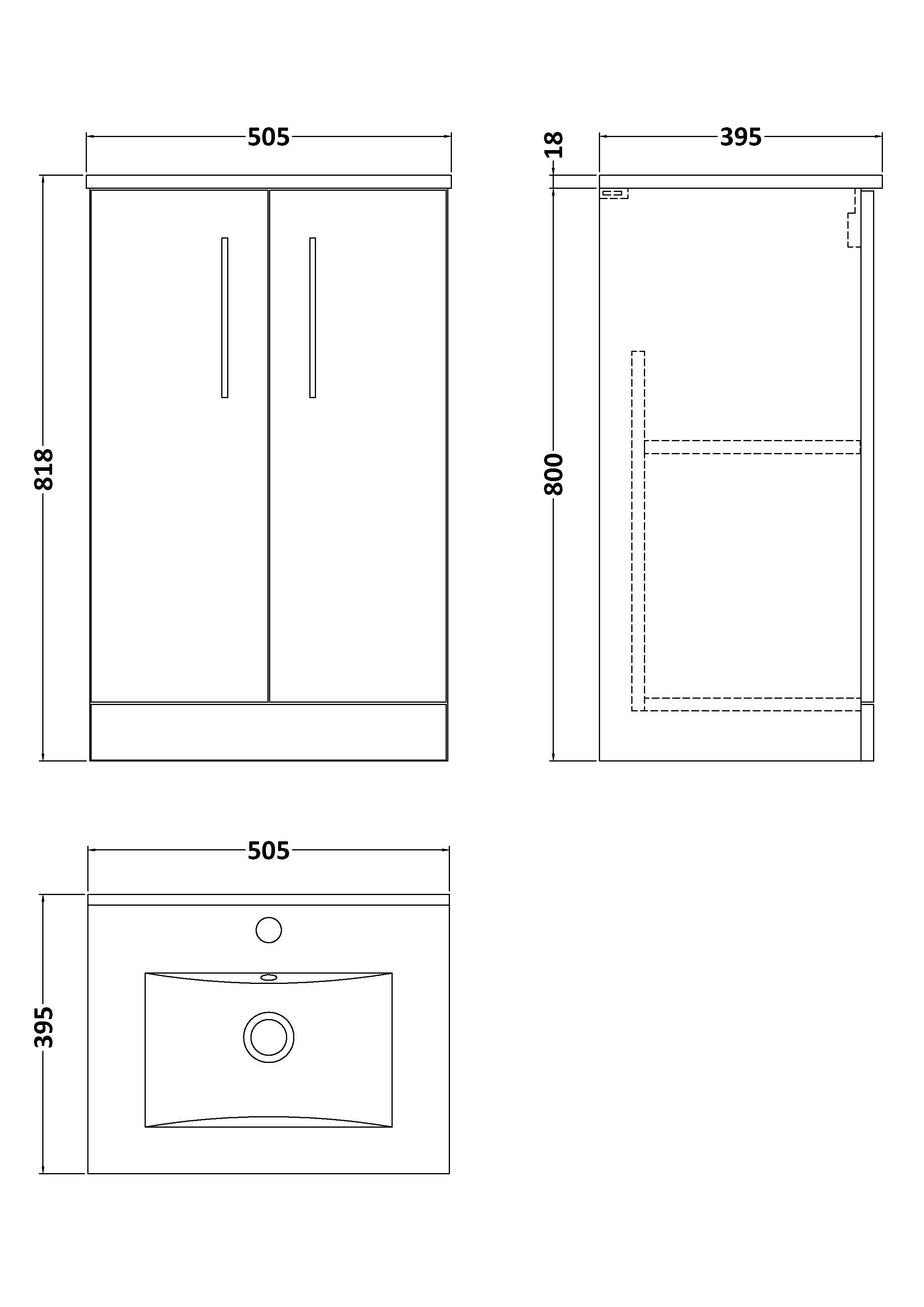 500mm Floor Standing 2 Door Vanity & Basin 2