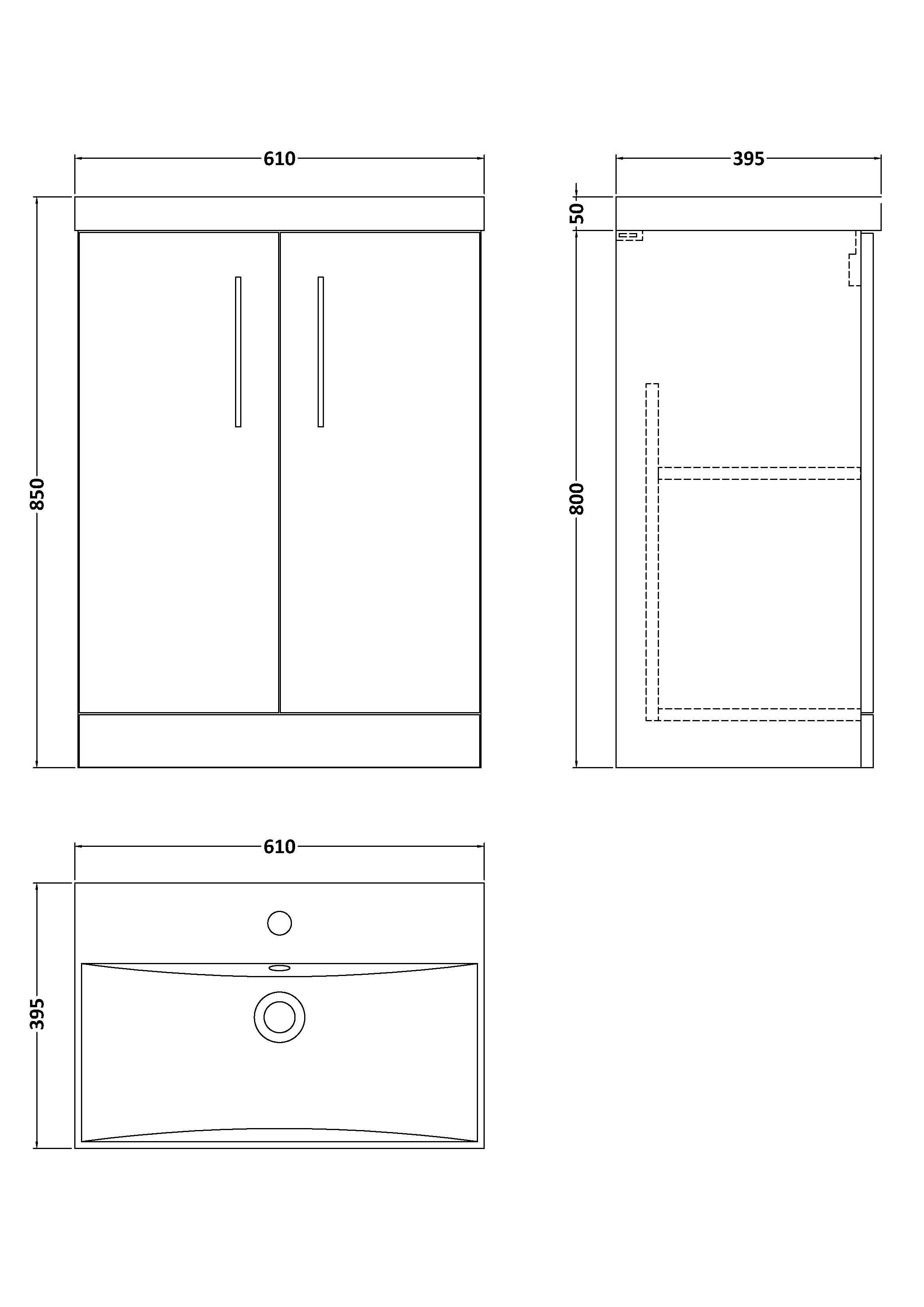 600mm Floor Standing 2 Door Vanity & Basin 3