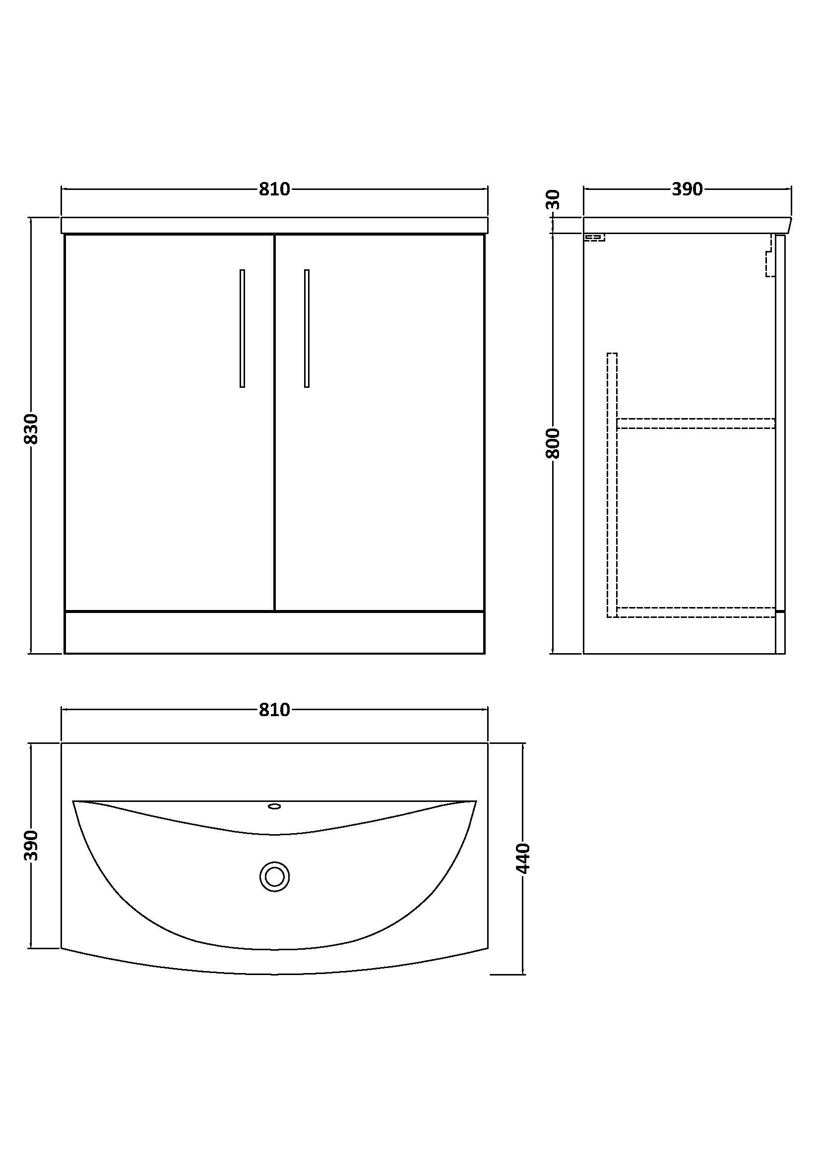 800mm Floor Standing 2-Door Vanity & Basin 4