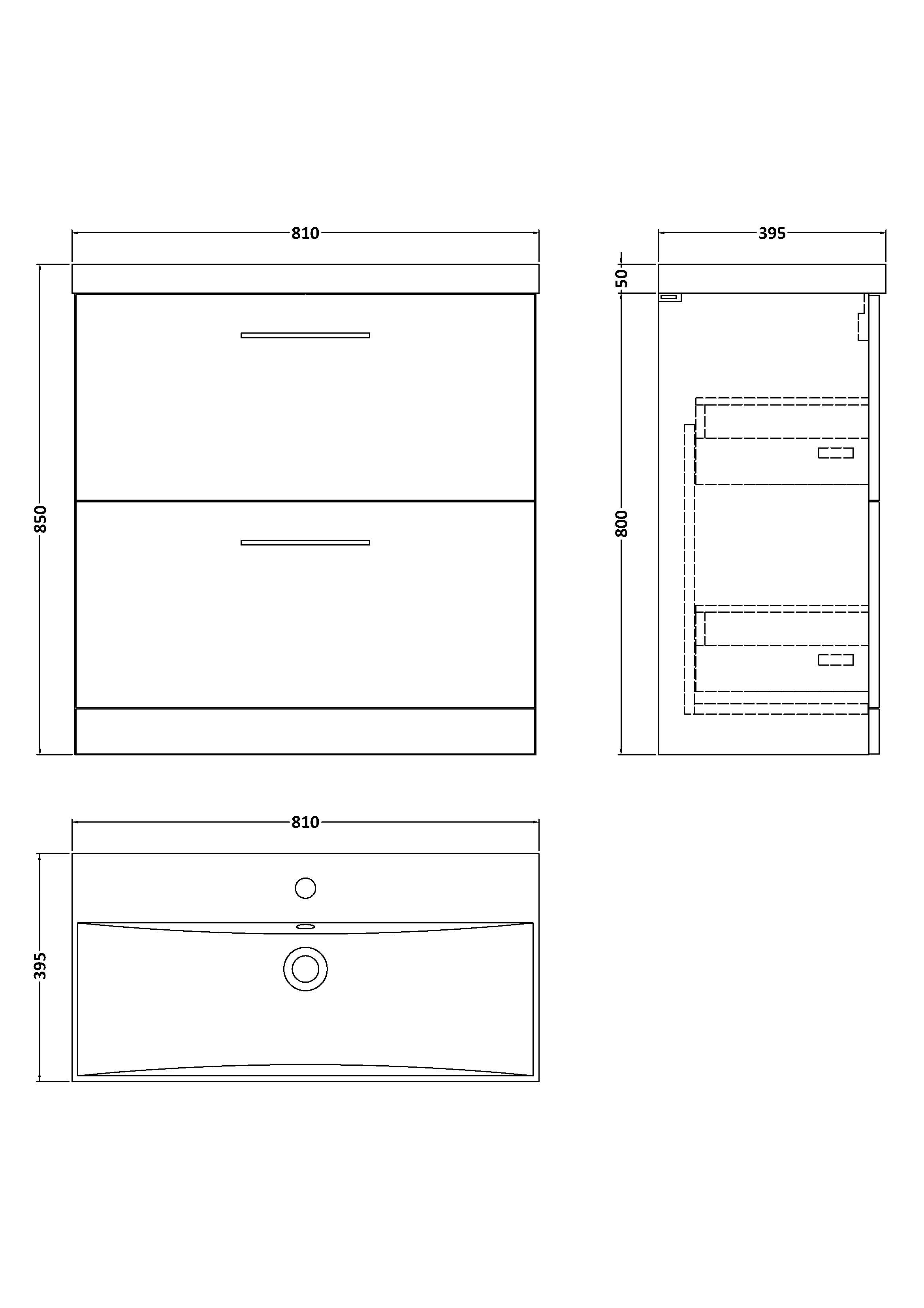 800mm Floor Standing 2-Drawer Vanity & Basin 3