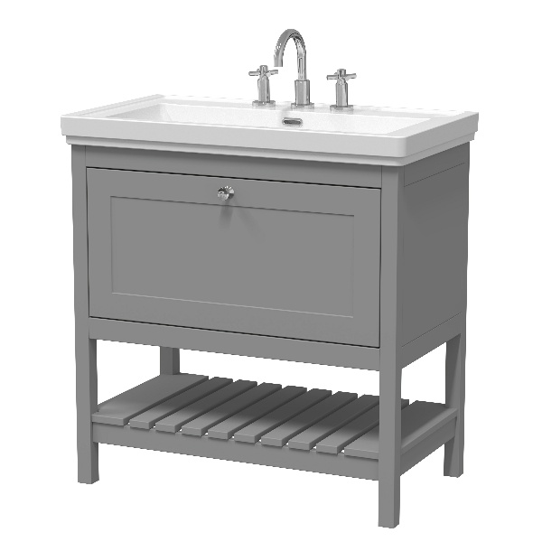 800mm Floor Standing Vanity & Basin 3TH