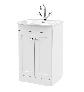 500mm Floor Standing 2-Door Unit & Curved Basin