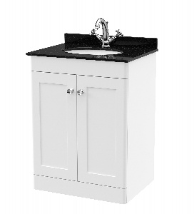 600mm Floor Standing 2 Door Vanity & Marble Top 1TH