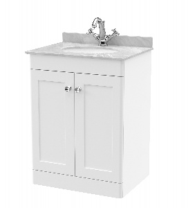 600mm Floor Standing 2 Door Vanity & Marble Top 1TH