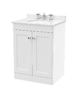 600mm Floor Standing 2 Door Vanity & Marble Top 3TH