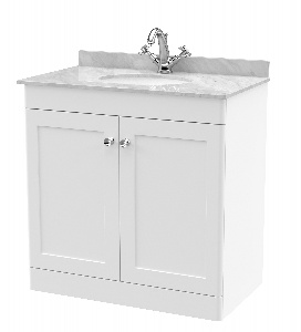 800mm Floor Standing 2 Door Vanity & Marble Top 1TH