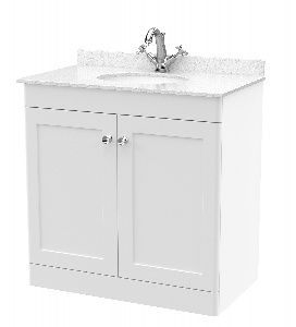 800mm Floor Standing 2 Door Vanity & Marble Top 1TH