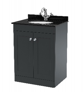 600mm Floor Standing 2 Door Vanity & Marble Top 1TH