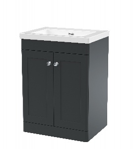 600mm Floor Standing 2-Door Vanity with Basin - 0 Tap Hole