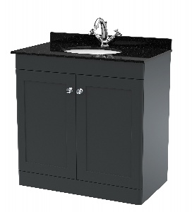 800mm Floor Standing 2 Door Vanity & Marble Top 1TH