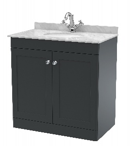 800mm Floor Standing 2 Door Vanity & Marble Top 1TH