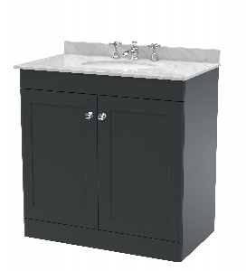 800mm Floor Standing 2 Door Vanity & Marble Top 3TH