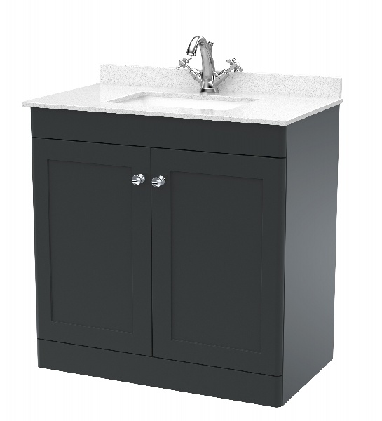 800mm Floor Standing 2 Door Vanity & Marble Top 1TH