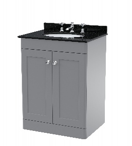 600mm Floor Standing 2 Door Vanity & Marble Top 3TH