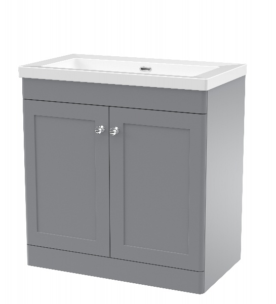 800mm Floor Standing 2-Door Vanity with Basin - 0 Tap Hole