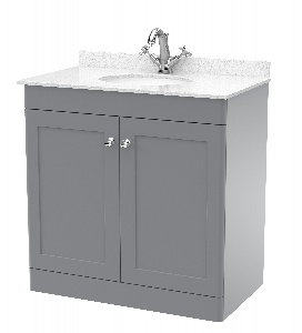 800mm Floor Standing 2 Door Vanity & Marble Top 1TH