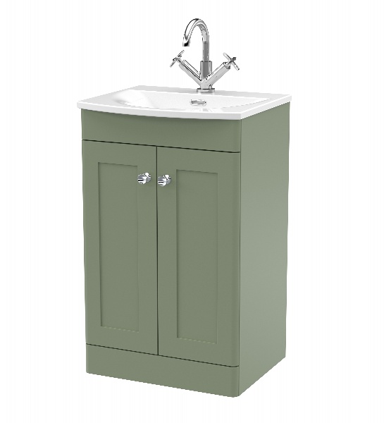 500mm Floor Standing 2-Door Unit & Curved Basin