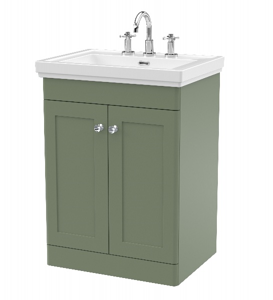 600mm Floor Standing 2-Door Vanity & Basin 3TH