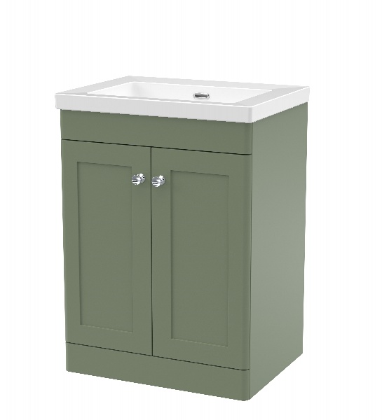 600mm Floor Standing 2-Door Vanity with Basin - 0 Tap Hole