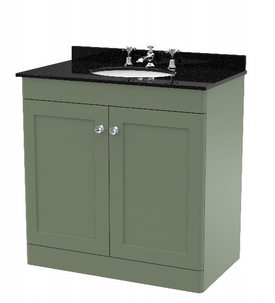 800mm Floor Standing 2 Door Vanity & Marble Top 3TH