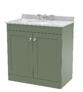 800mm Floor Standing 2 Door Vanity & Marble Top 3TH