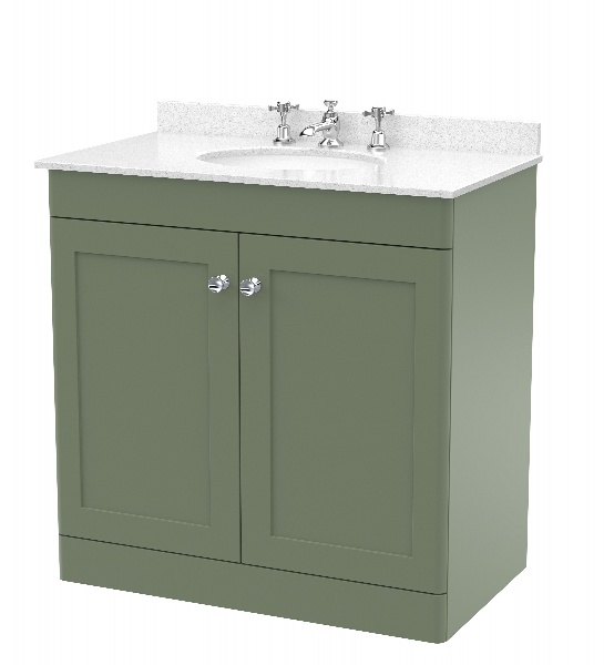 800mm Floor Standing 2 Door Vanity & Marble Top 3TH