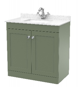 800mm Floor Standing 2 Door Vanity & Marble Top 1TH