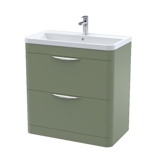 800mm Floor Standing 2 Drawer Vanity & Ceramic Basin