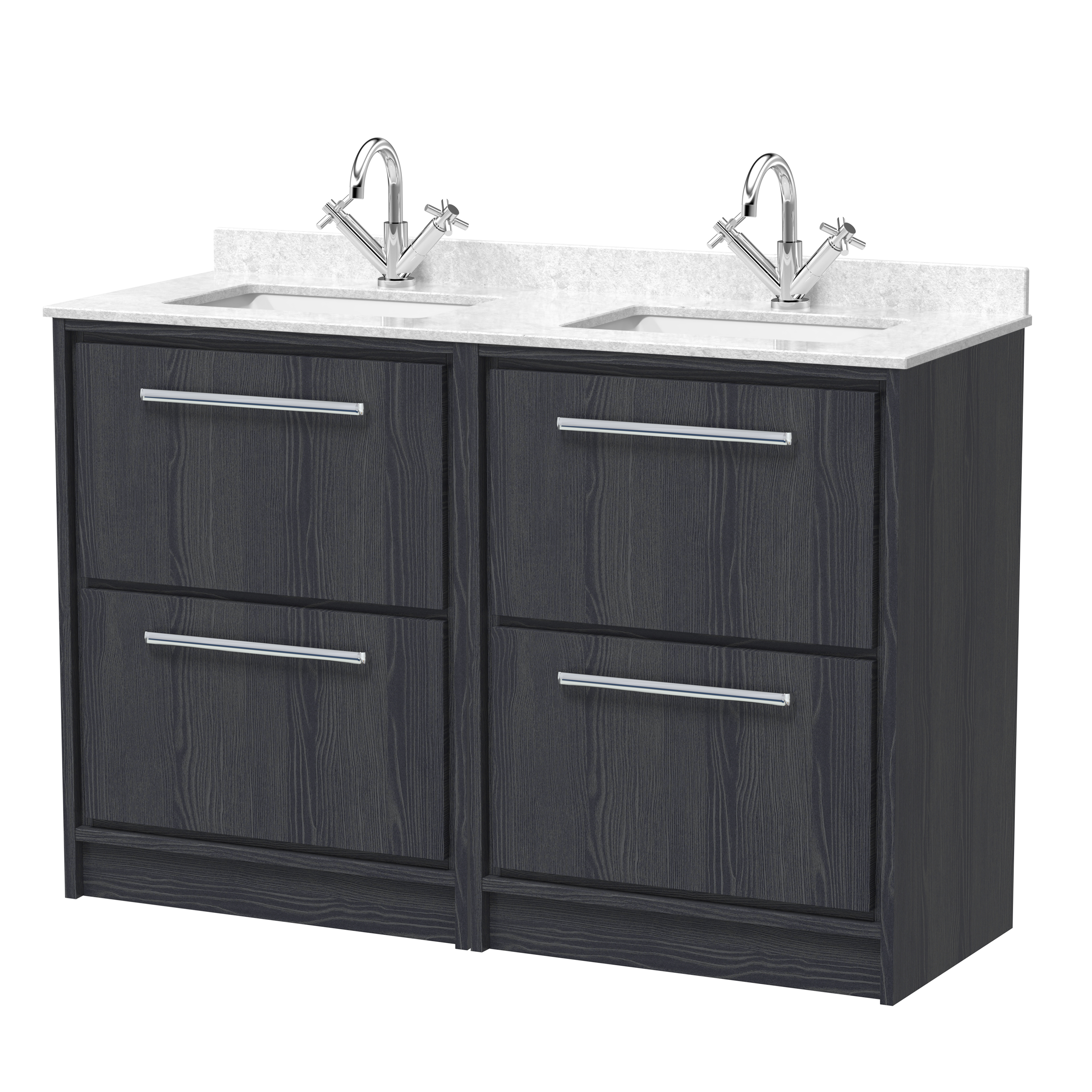 1200mm Floor Standing 4-Drawer Vanity with Marble Worktop Basin