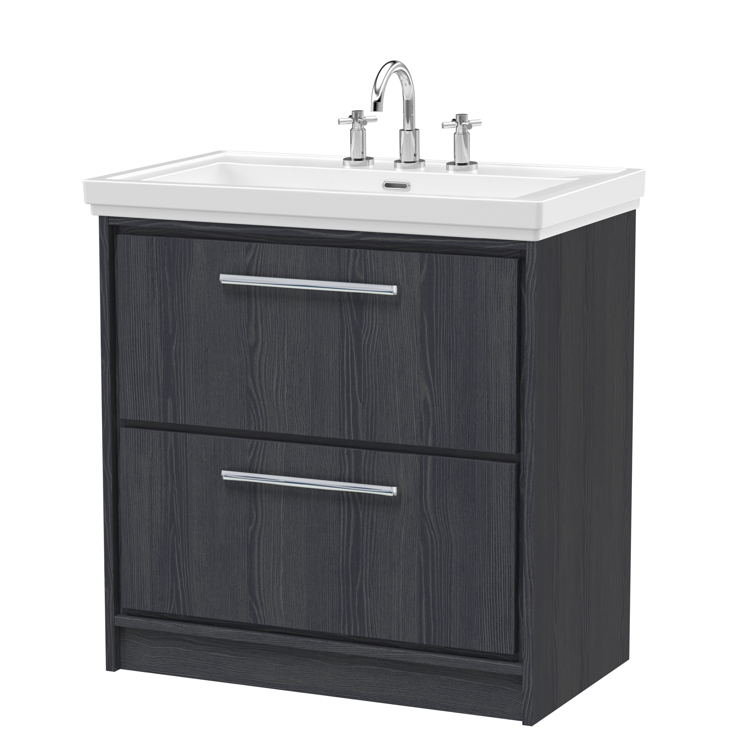 800mm Floor Standing 2-Drawer Vanity with Basin - 3 Tap Hole