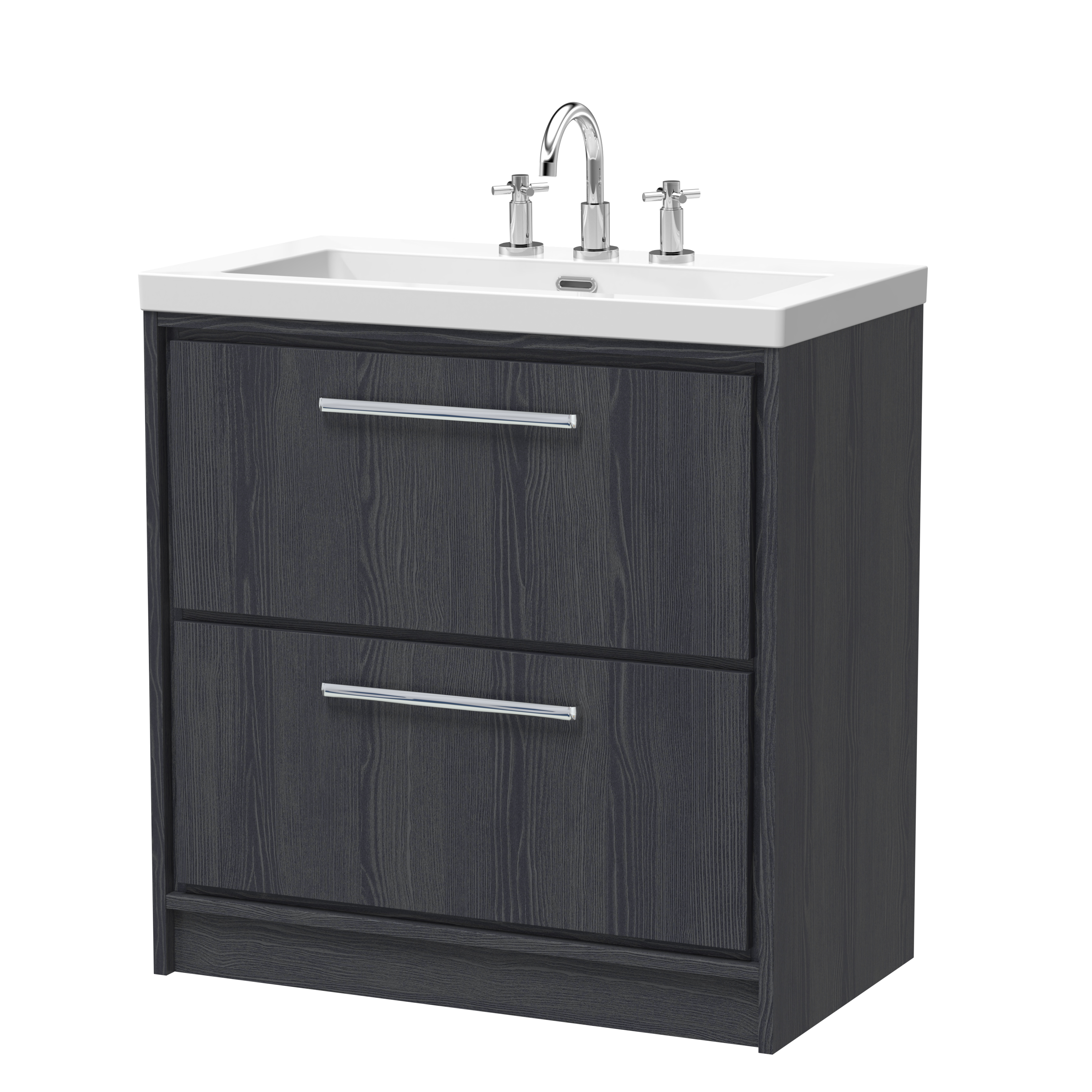 800mm Floor Standing 2-Drawer Vanity with Basin - 3 Tap Hole