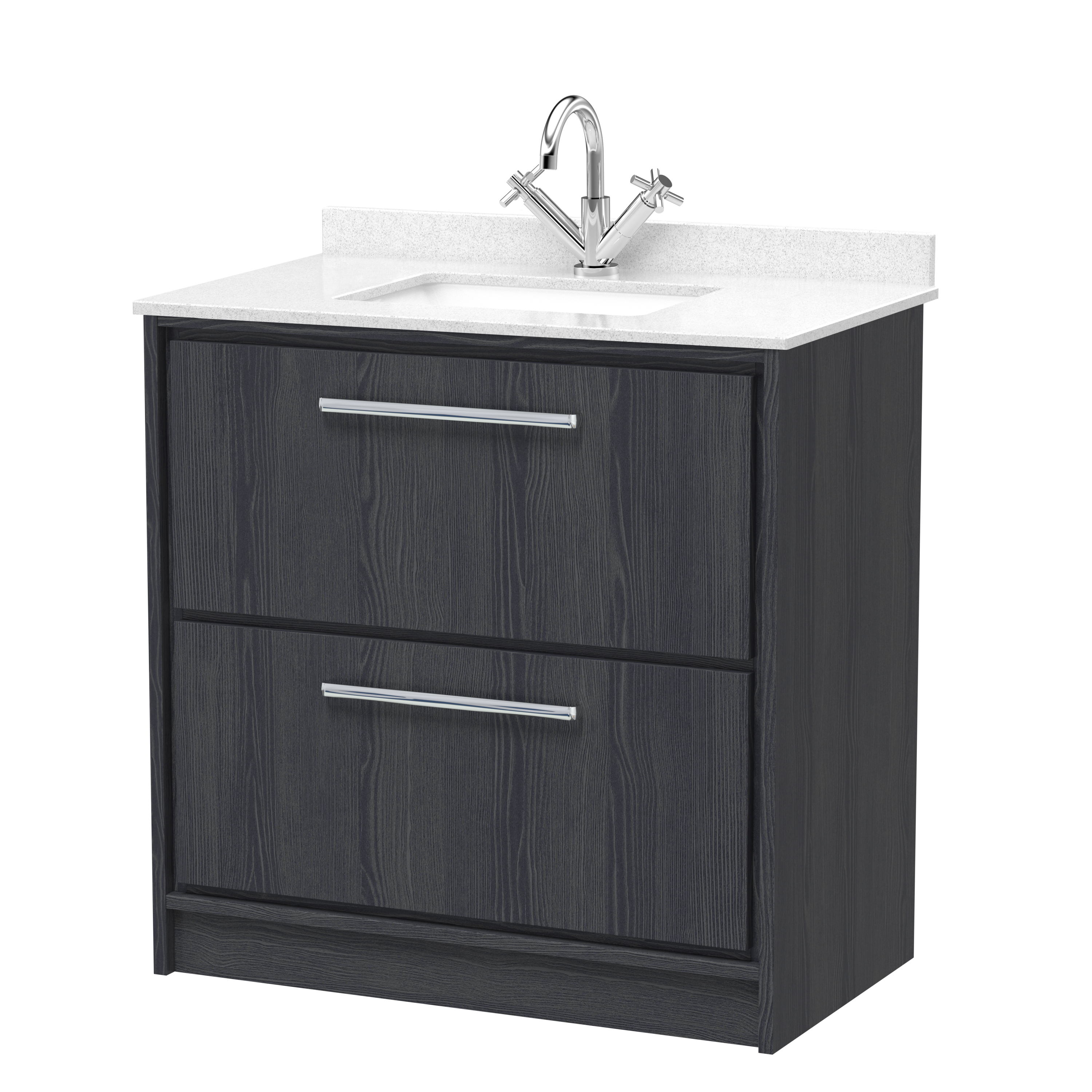 800mm Floor Standing 2-Drawer Vanity with Marble Worktop Basin