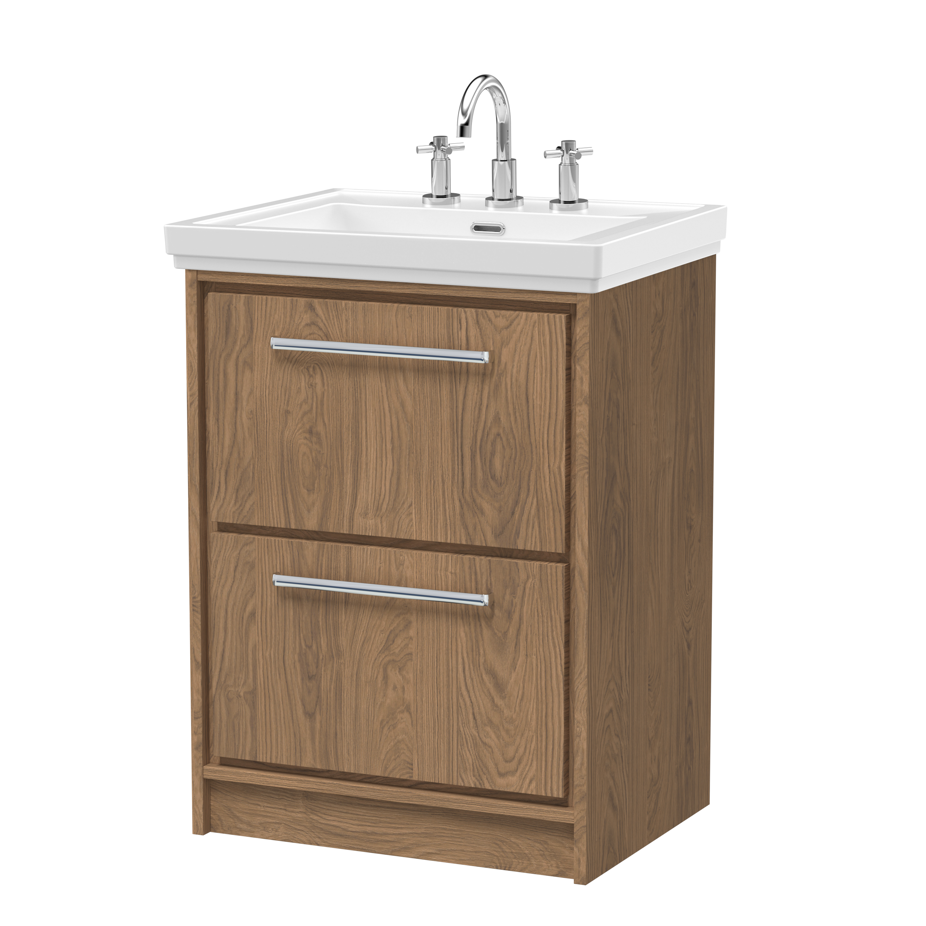 600mm Floor Standing 2-Drawer Vanity with Basin - 3 Tap Hole