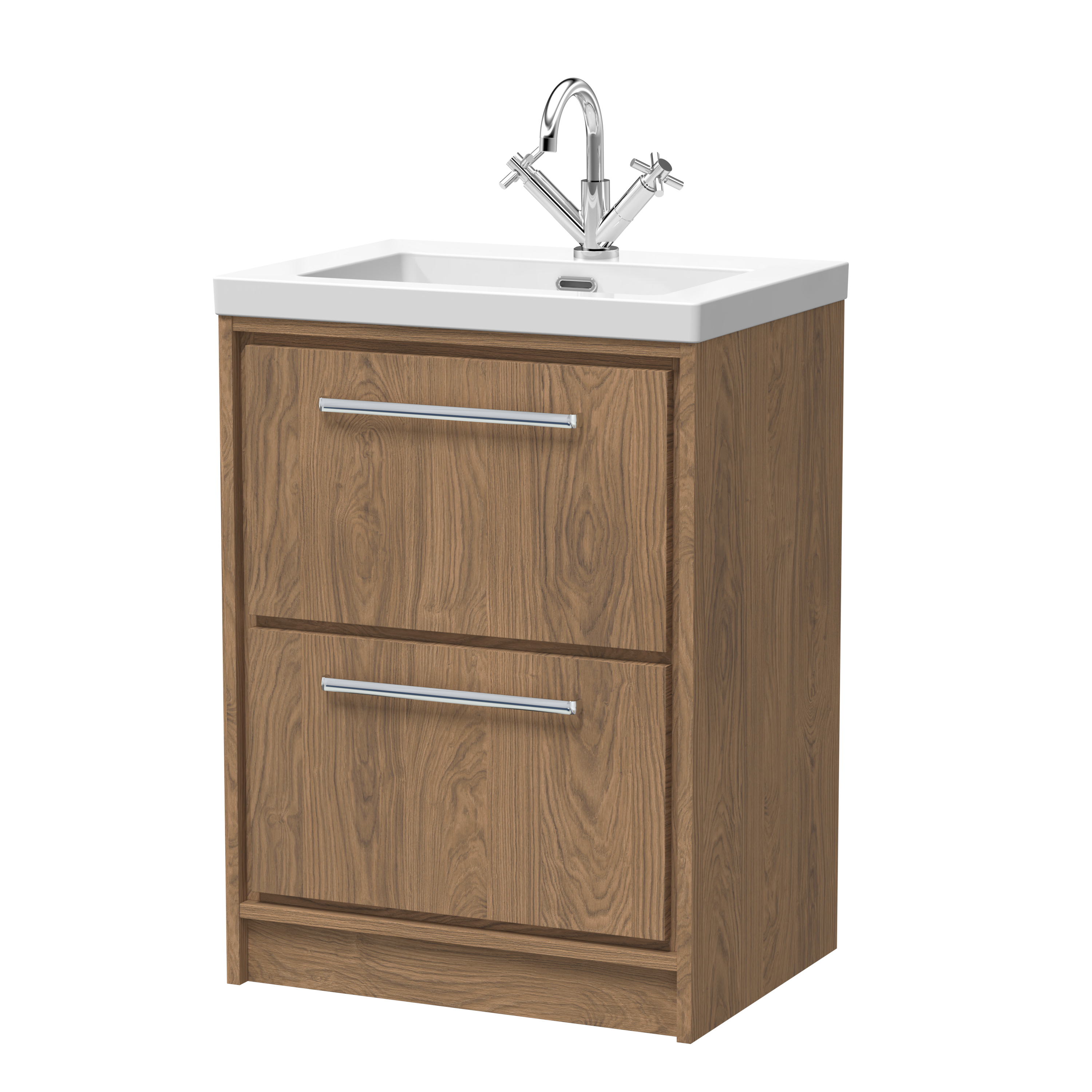 600mm Floor Standing 2-Drawer Vanity with Basin - 1 Tap Hole