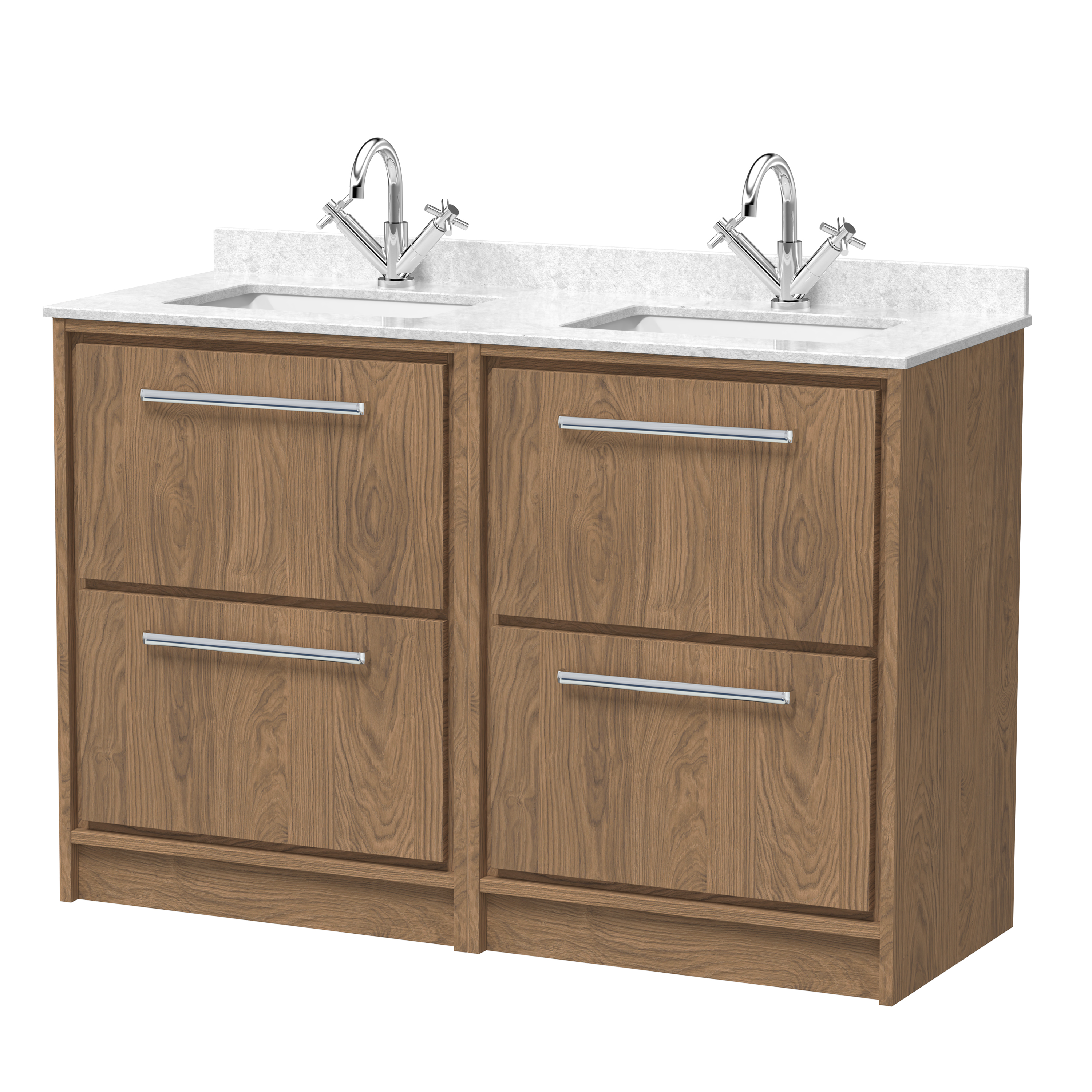 1200mm Floor Standing 4-Drawer Vanity with Marble Worktop Basin