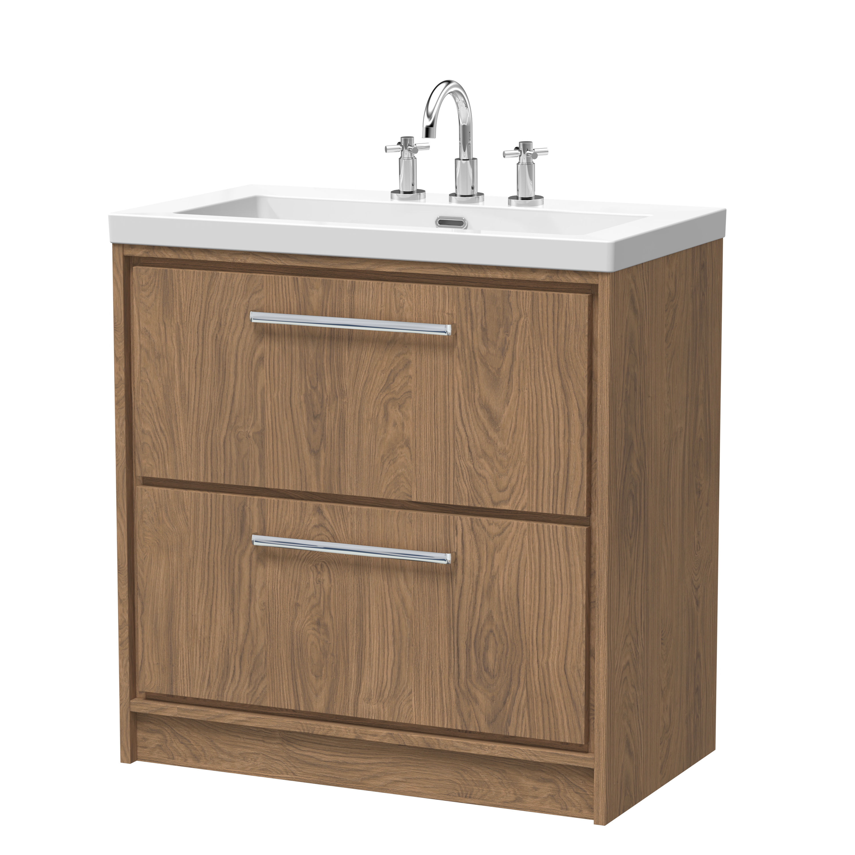 800mm Floor Standing 2-Drawer Vanity with Basin - 3 Tap Hole