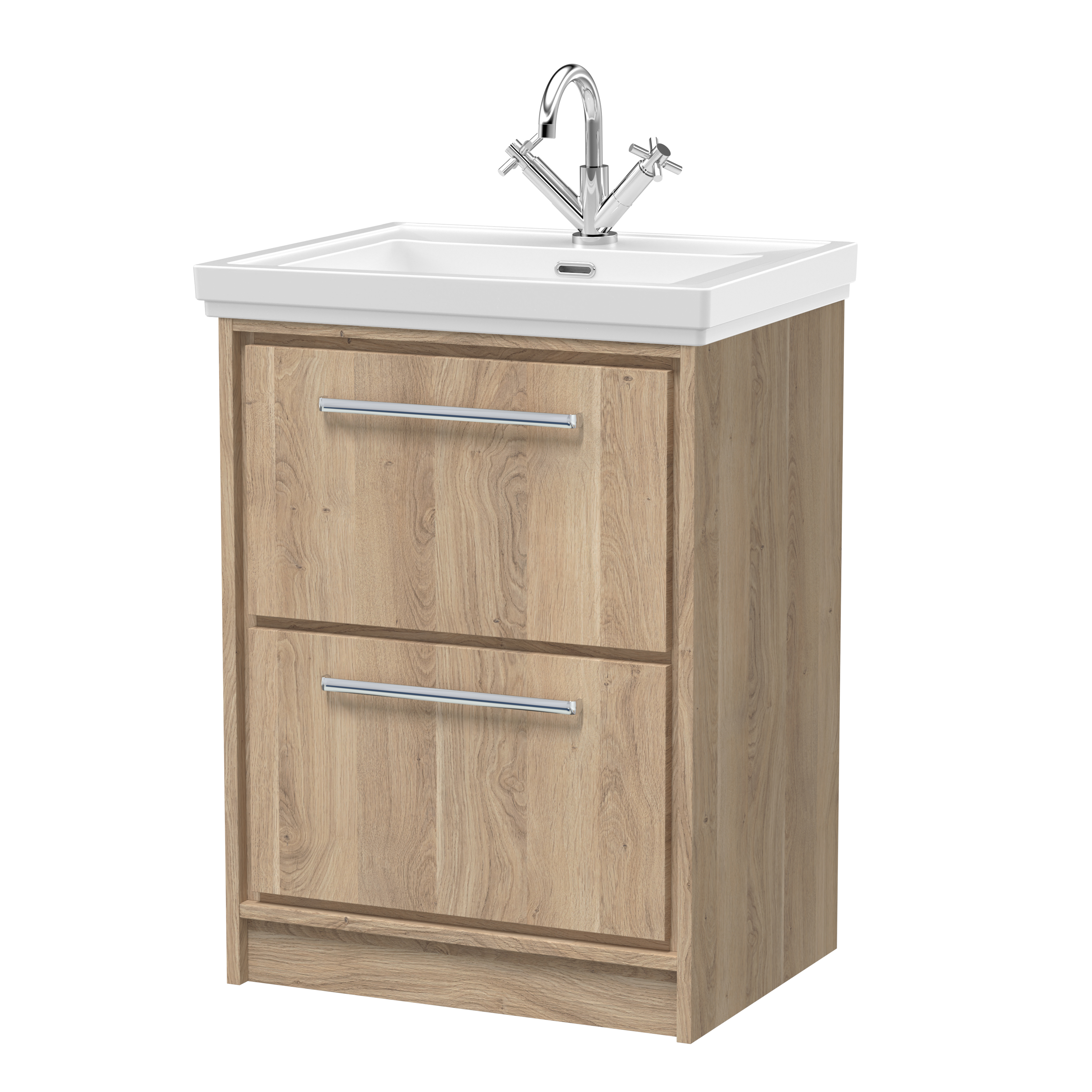 600mm Floor Standing 2-Drawer Vanity with Basin - 1 Tap Hole