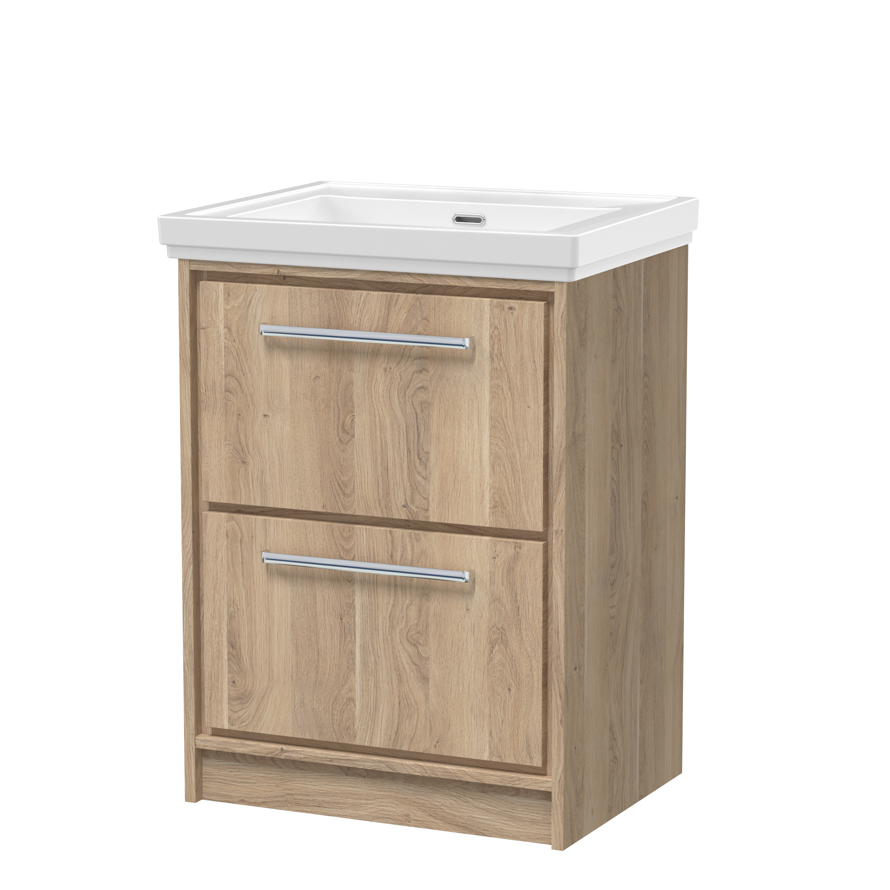 600mm Floor Standing 2-Drawer Vanity with Basin - 0 Tap Hole