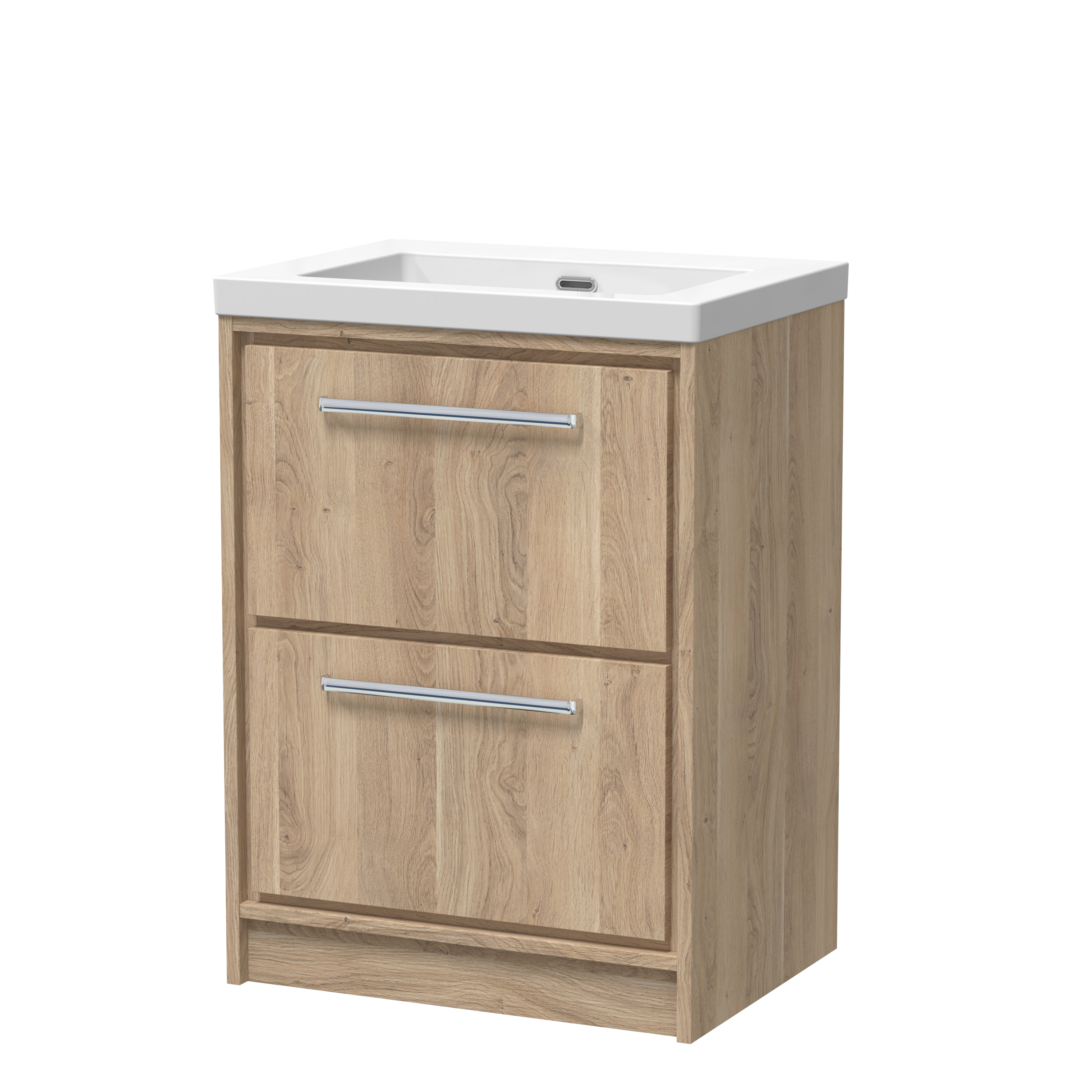 600mm Floor Standing 2-Drawer Vanity with Basin - 0 Tap Hole