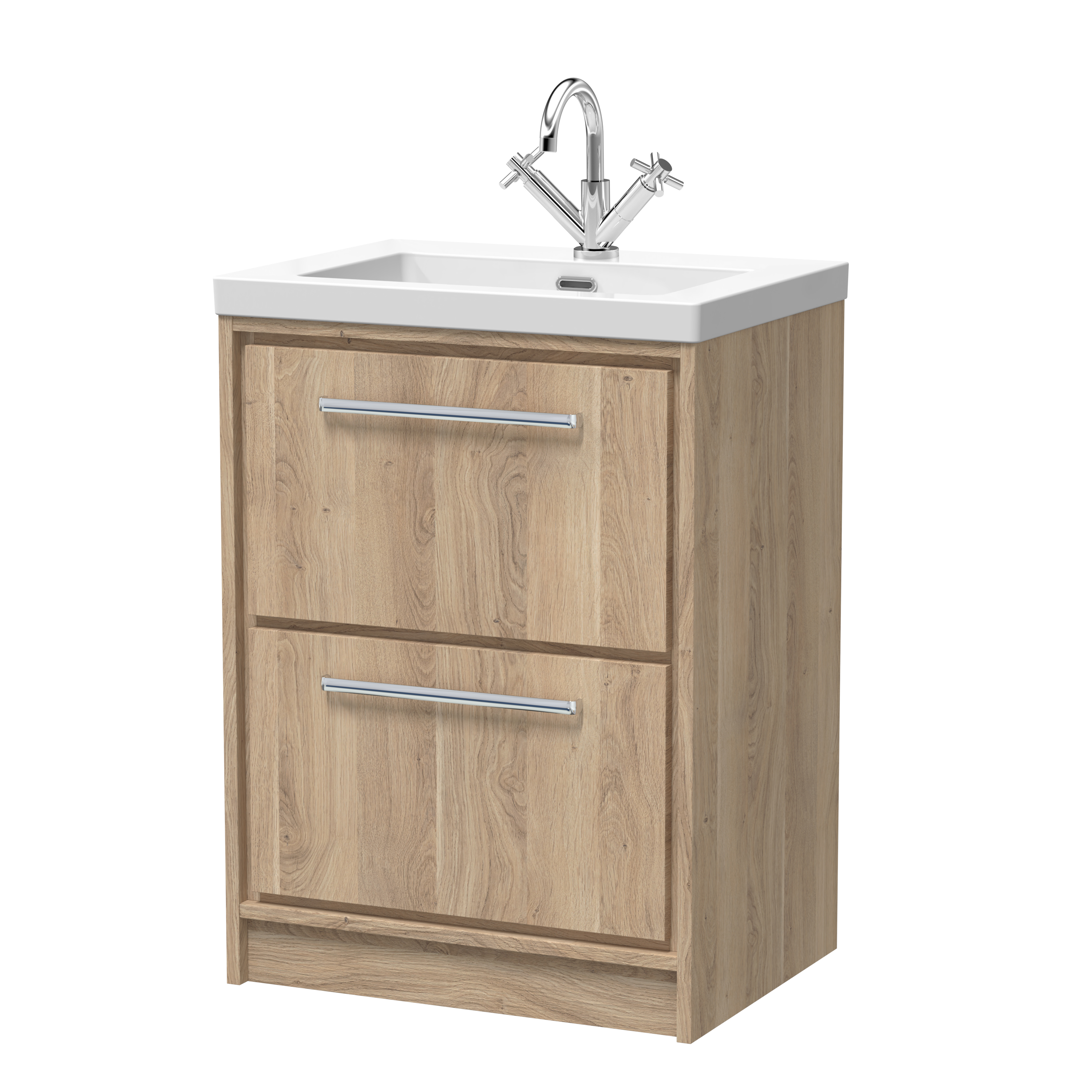 600mm Floor Standing 2-Drawer Vanity with Basin - 1 Tap Hole