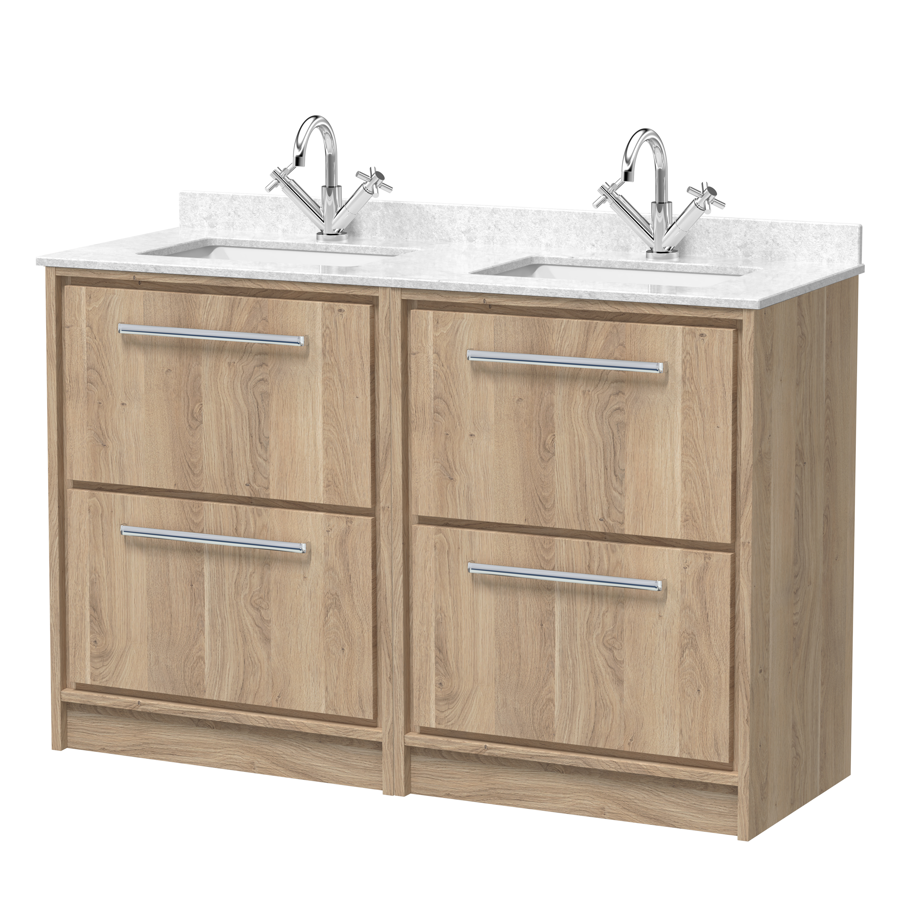 1200mm Floor Standing 4-Drawer Vanity with Marble Worktop Basin