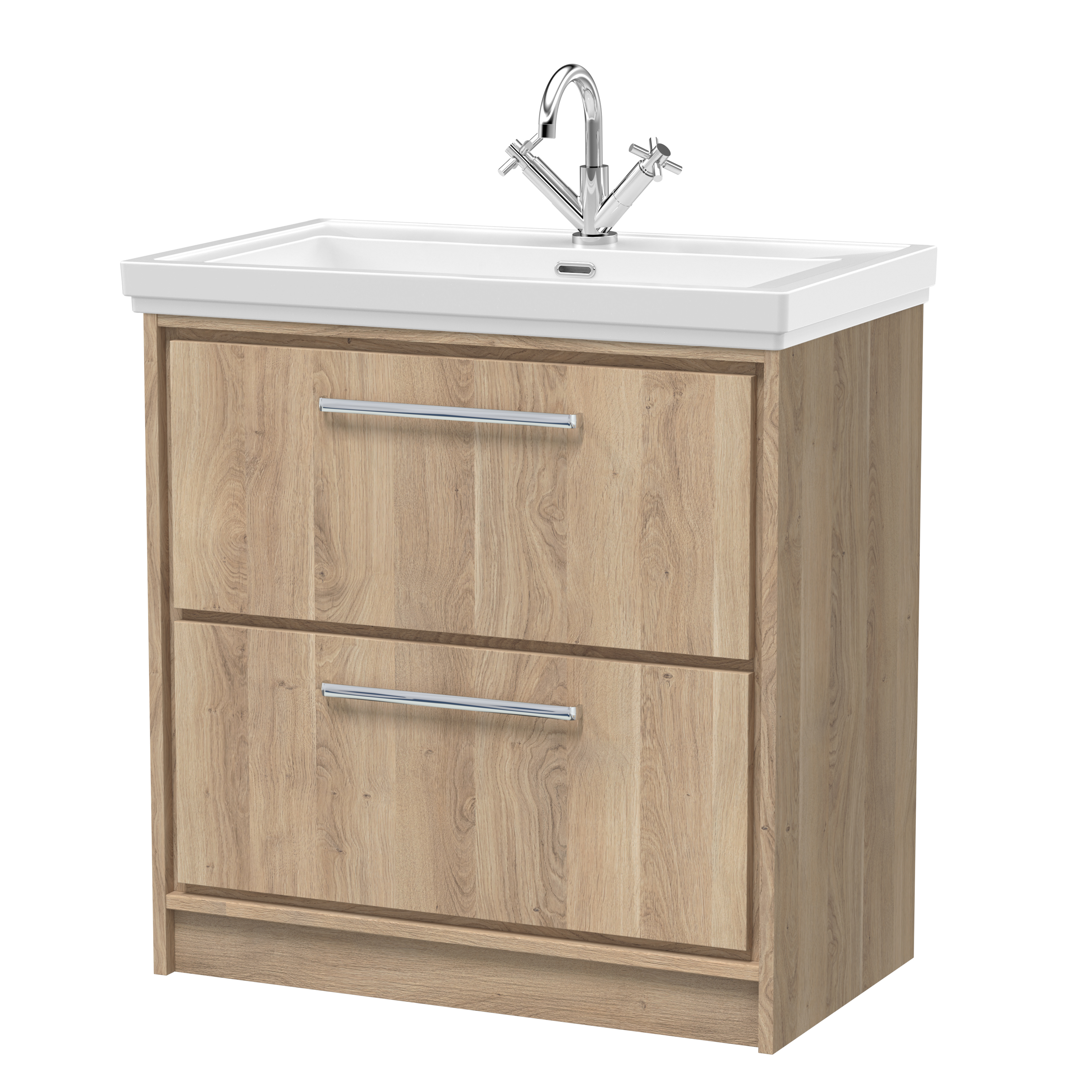 800mm Floor Standing 2-Drawer Vanity with Basin - 1 Tap Hole