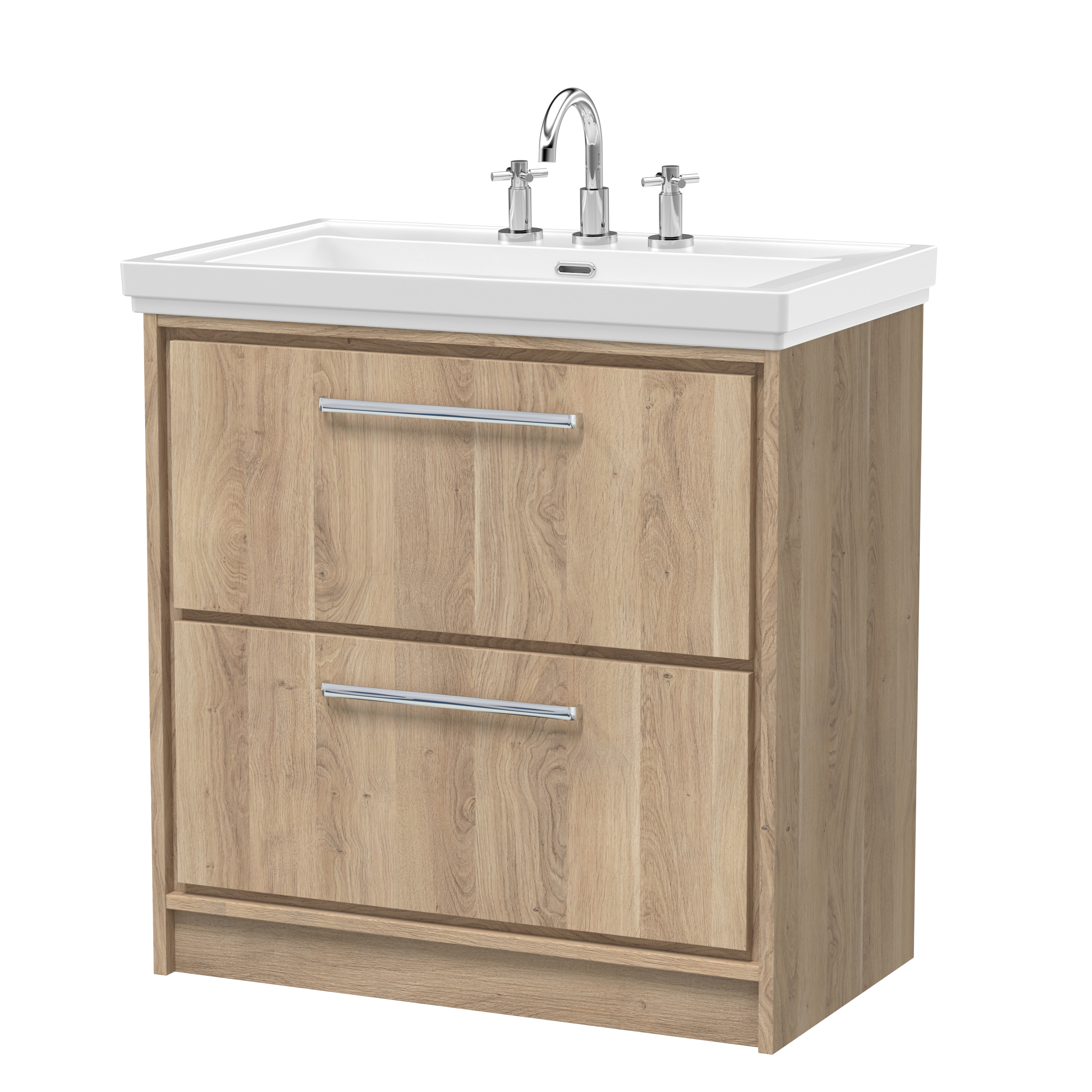 800mm Floor Standing 2-Drawer Vanity with Basin - 3 Tap Hole