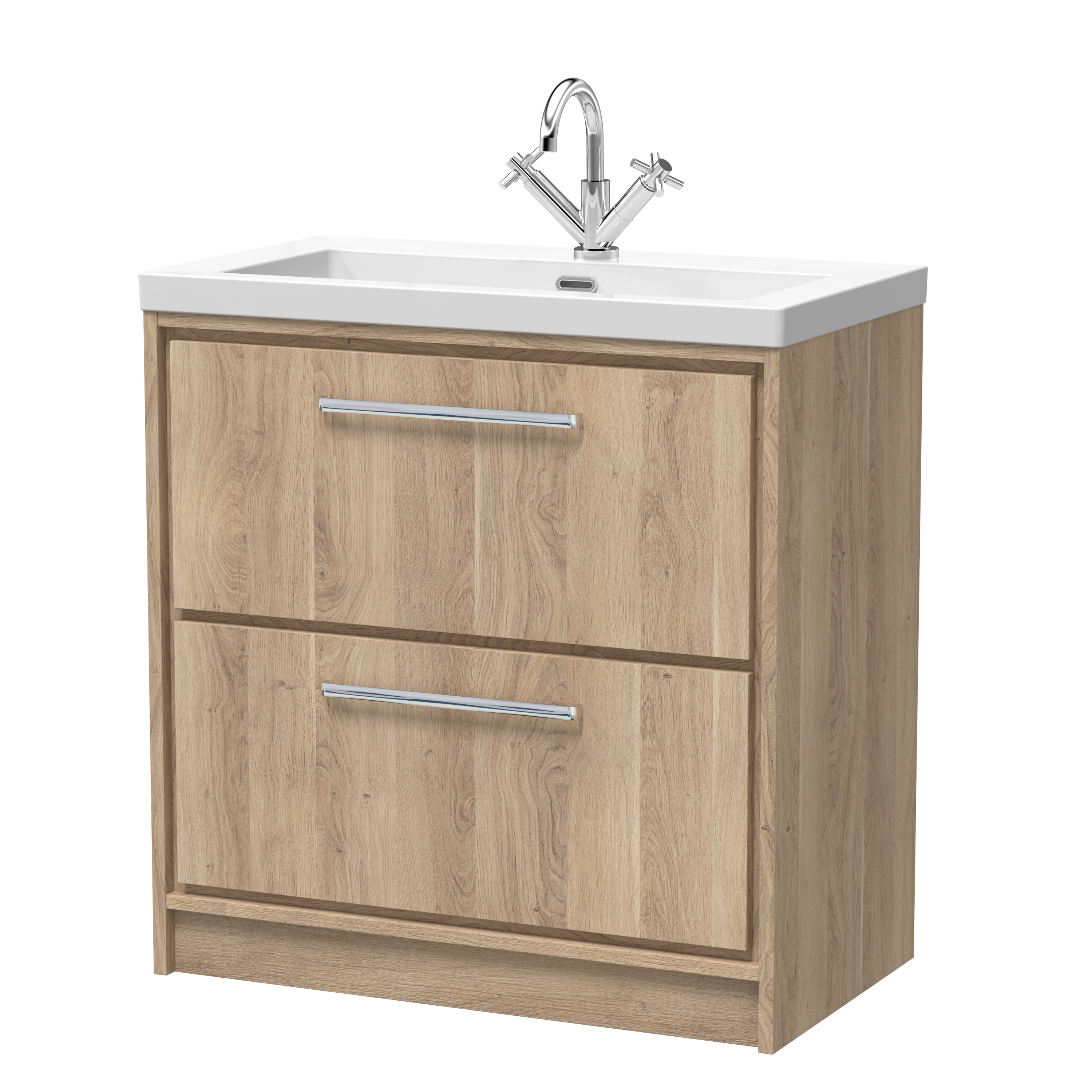 800mm Floor Standing 2-Drawer Vanity with Basin - 1 Tap Hole