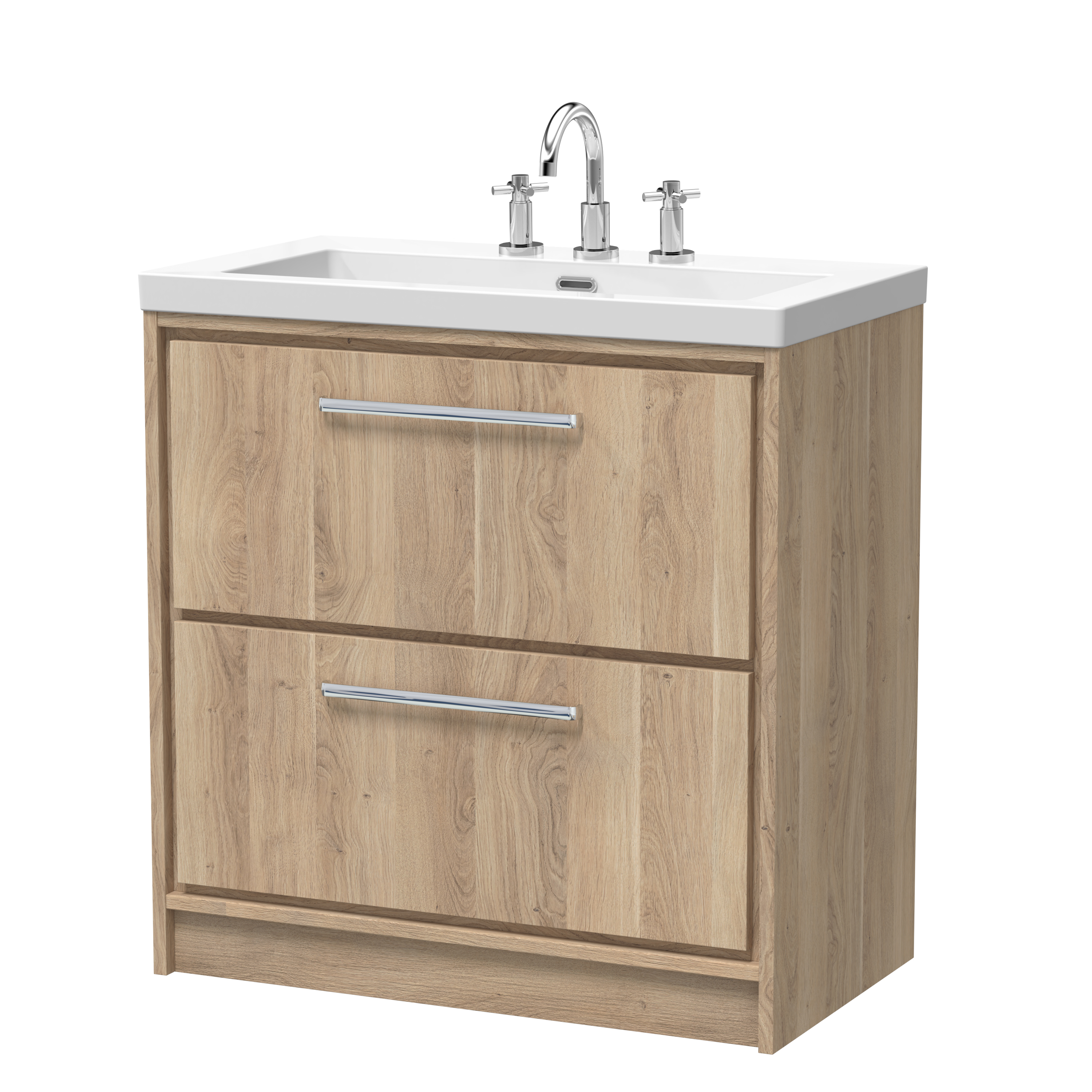 800mm Floor Standing 2-Drawer Vanity with Basin - 3 Tap Hole