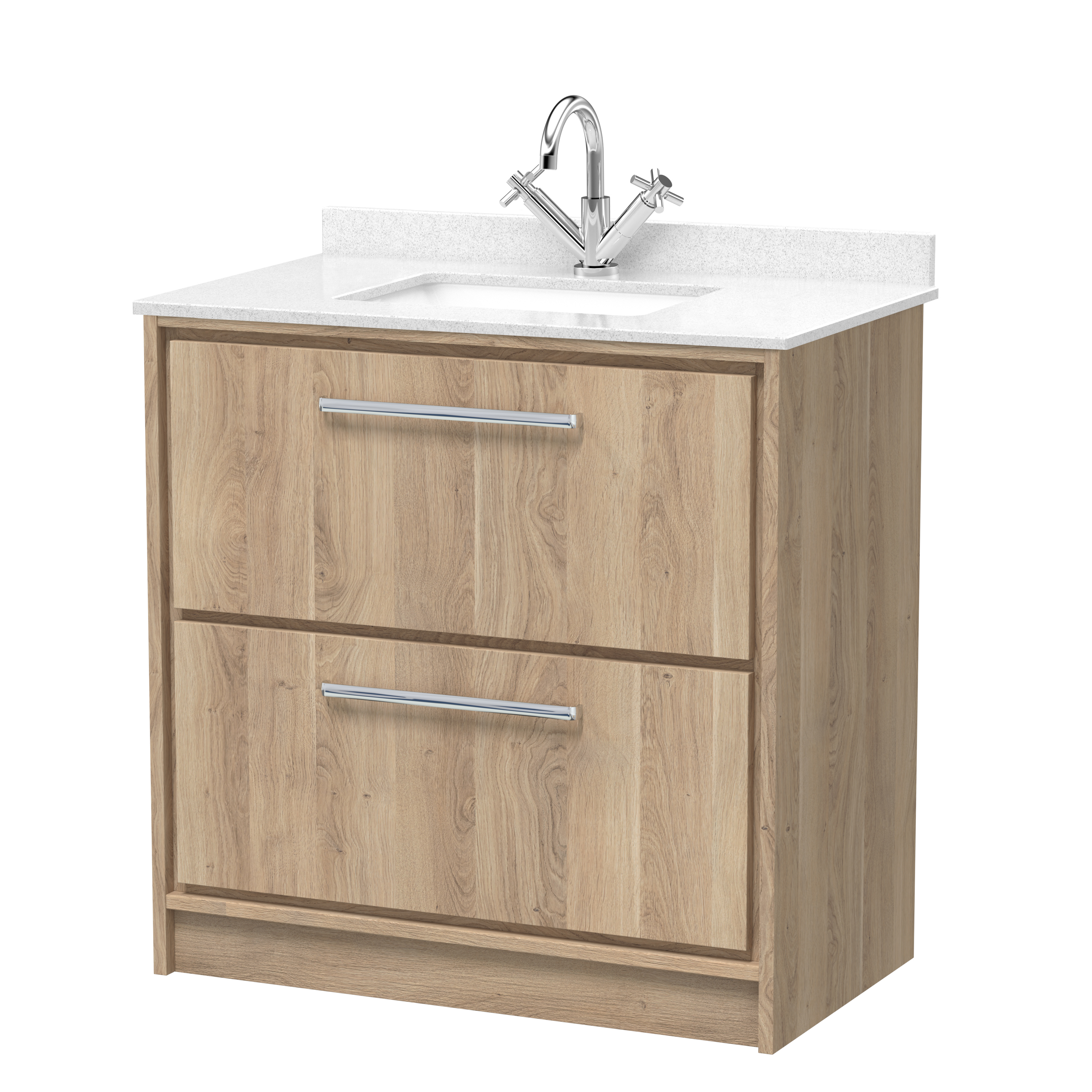 800mm Floor Standing 2-Drawer Vanity with Marble Worktop Basin