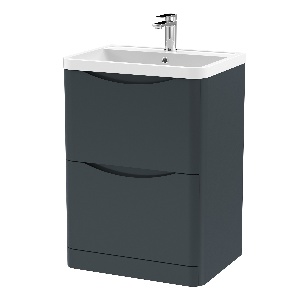 600mm Floor Standing 2 Drawer Vanity & Polymarble Basin