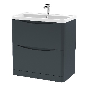 800mm Floor Standing 2 Drawer Vanity & Polymarble Basin