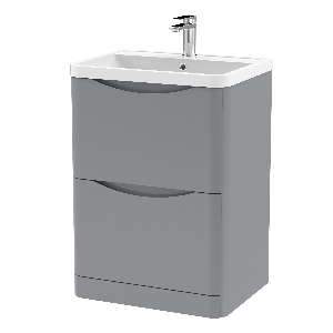 600mm Floor Standing 2 Drawer Vanity & Polymarble Basin