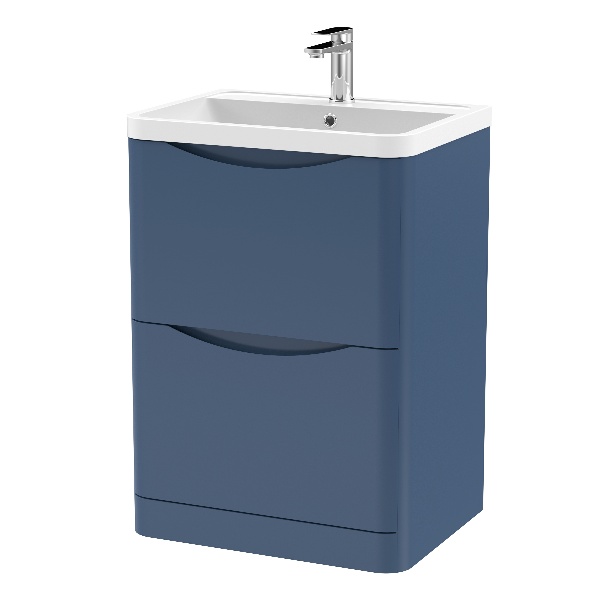 600mm Floor Standing 2 Drawer Vanity & Polymarble Basin